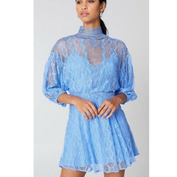 Free People Dresses & Skirts - FREE PEOPLE Bittersweet Blue Lace Mini Dress